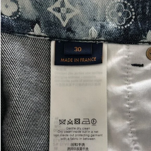 Louis Vuitton Blue Bleached Bandana Monogram Denim Shorts